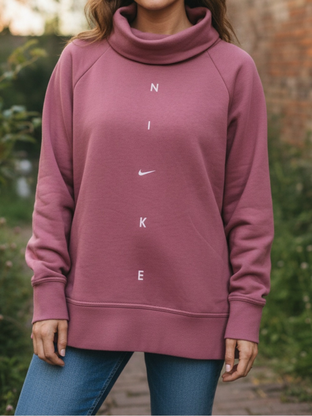 Nike Women's Funnel Neck Sweatshirt - Mauve Pink